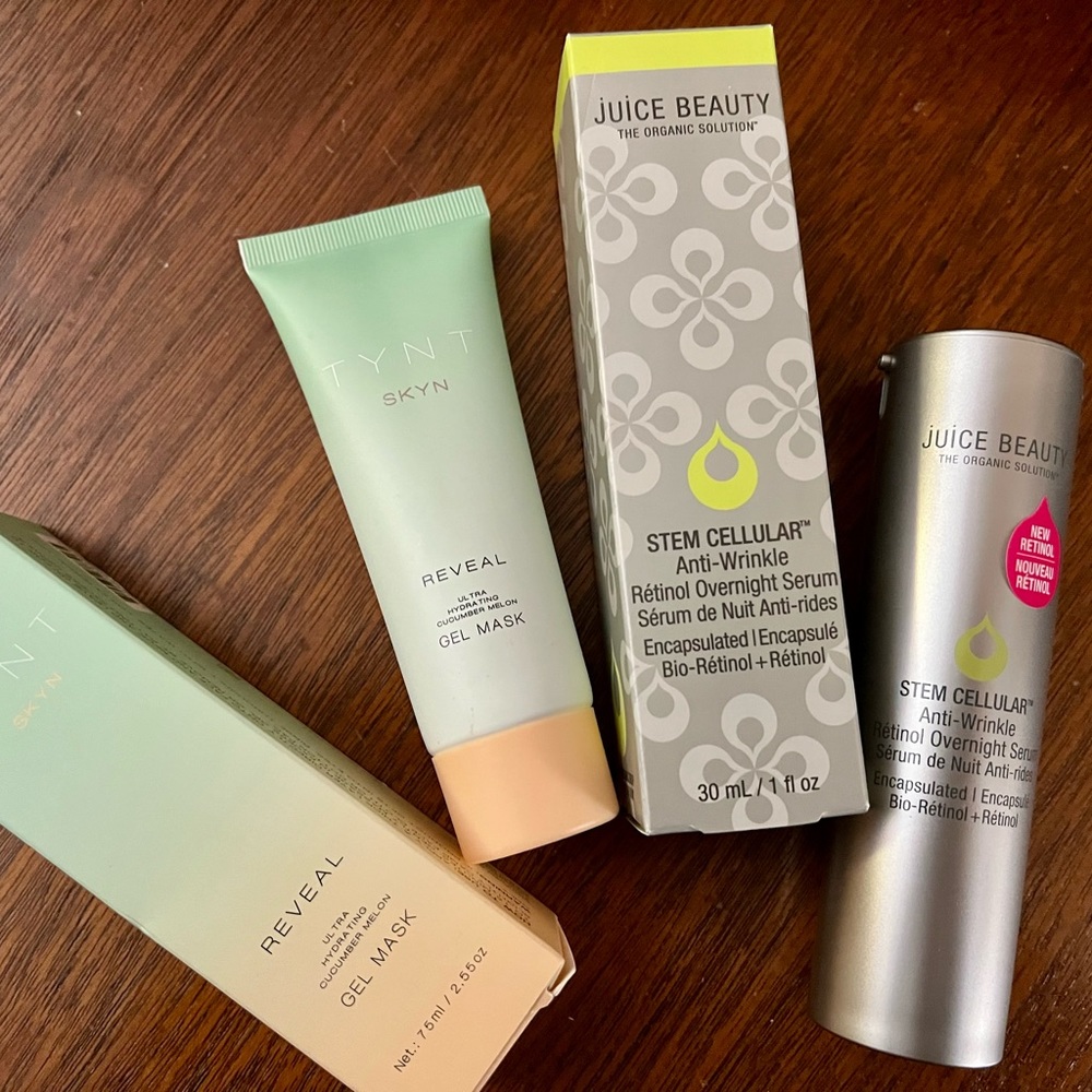 Juice Beauty Stem Cellular Retinol Overnight Wrinkle Serum + TYNT Gel Mask - NEW
